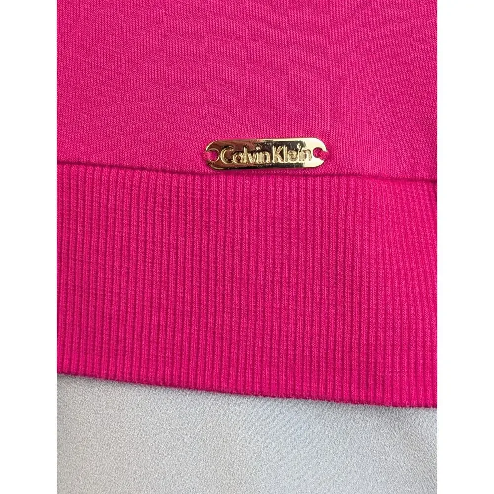 Calvin Klein Tunic Top Medium Hot Pink White Colorblock Layered Flowy NEW - Picture 6 of 9